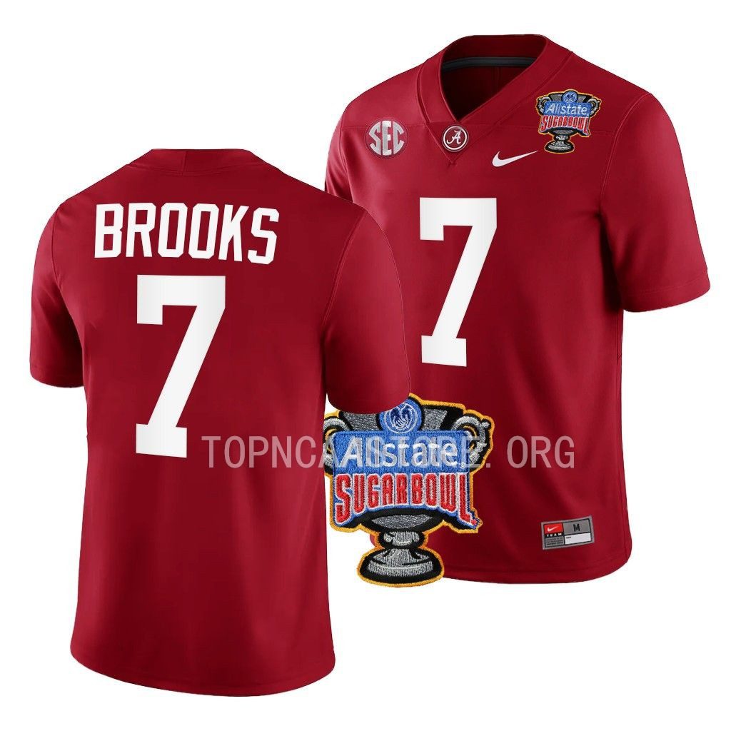 Men's Alabama Crimson Tide Ja'Corey Brooks #7 Crimson 2022 Sugar Bowl NCAA College Football Jersey